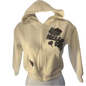 Forever 21 x Hello Kitty Full Zip Hoodie Long Sleeve Size 5/6White Rhinestone